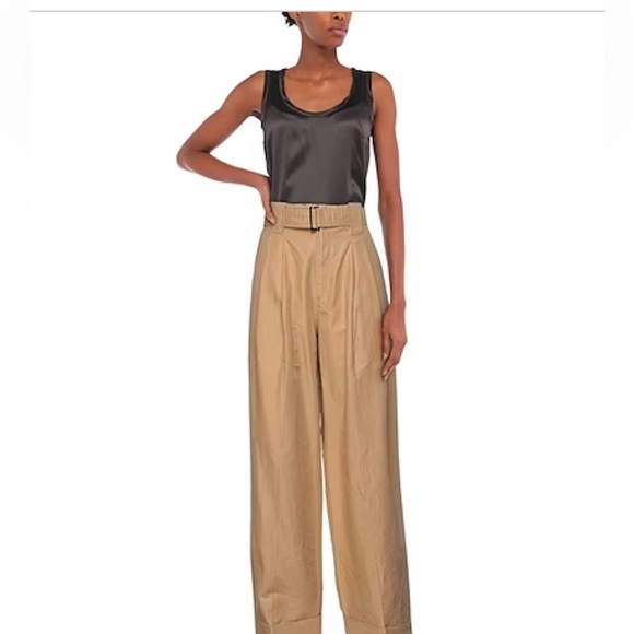 Ganni, Size 36/4, Tan, Paperbag Waist, Belted Slacks.